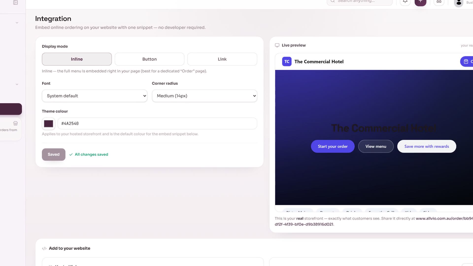Allvio running live on a laptop and phone